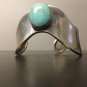 Cuff Bracelet, Sterling Silver & Turquoise, Wavy