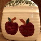 NAPKIN HOLDER Red Apples Ceramic Spongeware VINTAGE but NEW w/ ALCO Label