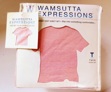 Wamsutta Expressions PINK Twin SHEET SET 3-pc 100% Cotton JERSEY KNIT NEW