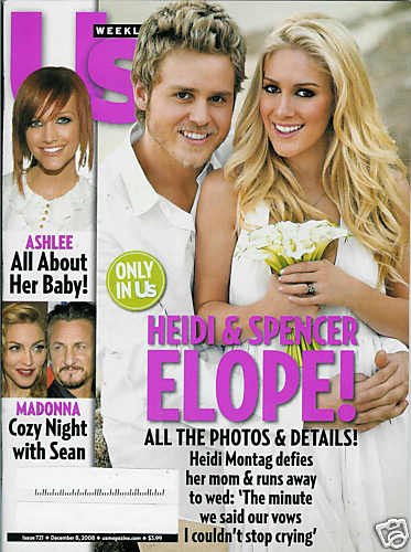 US WEEKLY MAGAZINE DEC. 8, 2008. HEIDI & SPENCER ELOPE!