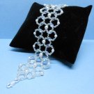 Swarovski White Pearl Bridal Bracelet,Woven Bridal Bracelet, Czech Fire-Polished Bridal Bracelet