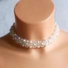 Swarovski White Pearl Bridal Necklace,Woven Bridal Necklace,White Pearl Necklace