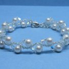 Woven Bridal Bracelet,Swarovski White Pearl Bridal Bracelet,  Swarovski Crystal Bridal Bracelet