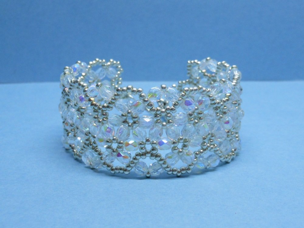 Czech Fire-Polished Bridal Bracelet, Woven Bridal Bracelet, wedding bracelet, wedding jewelry