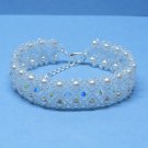 Swarovski White Pearl Bridal Bracelet, Woven Bridal Bracelet, Swarovski Crystal Bridal Bracelet