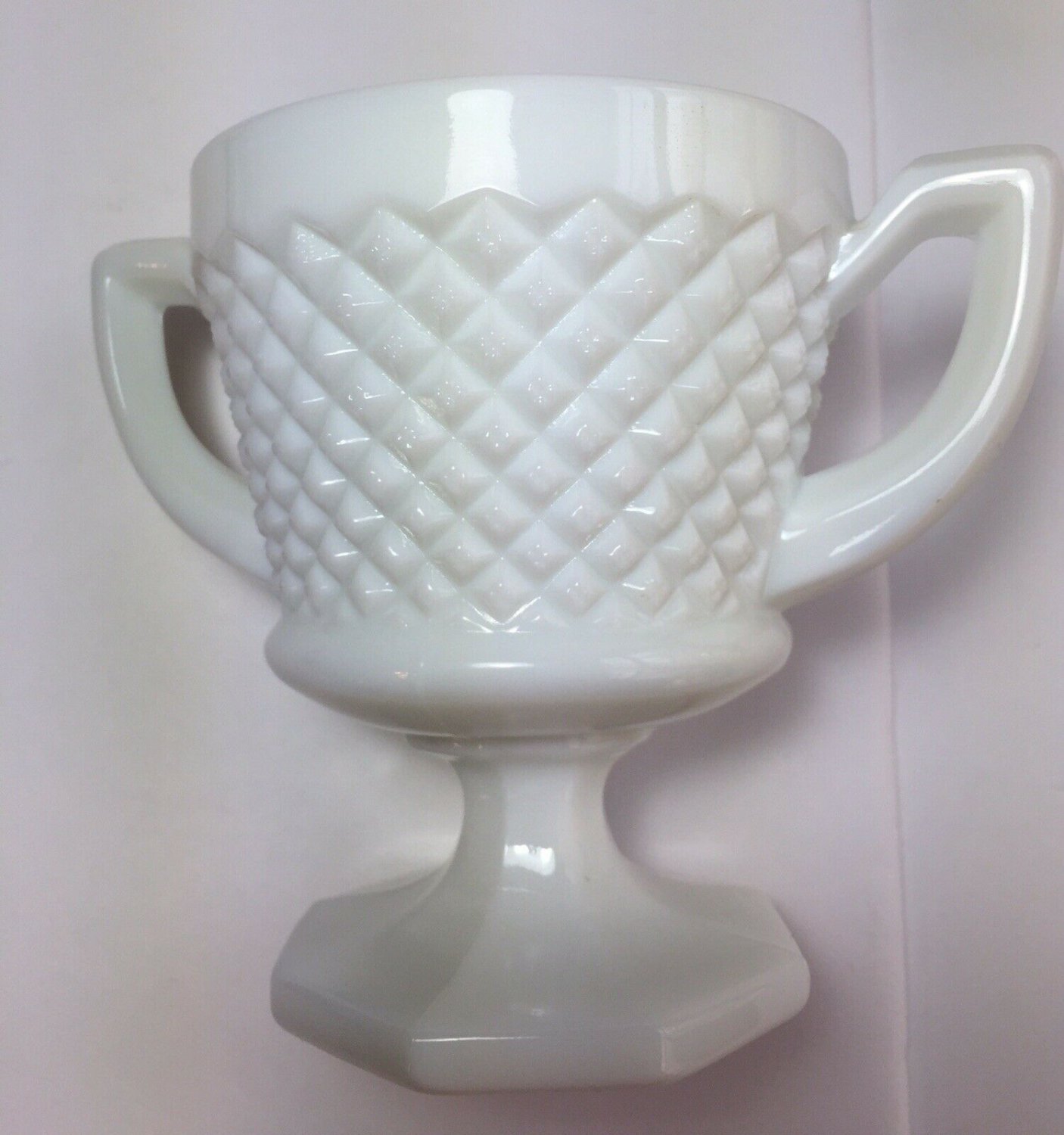 English Hobnail Westmoreland Milk Glass Sugar Bowl and Creamer Vintage