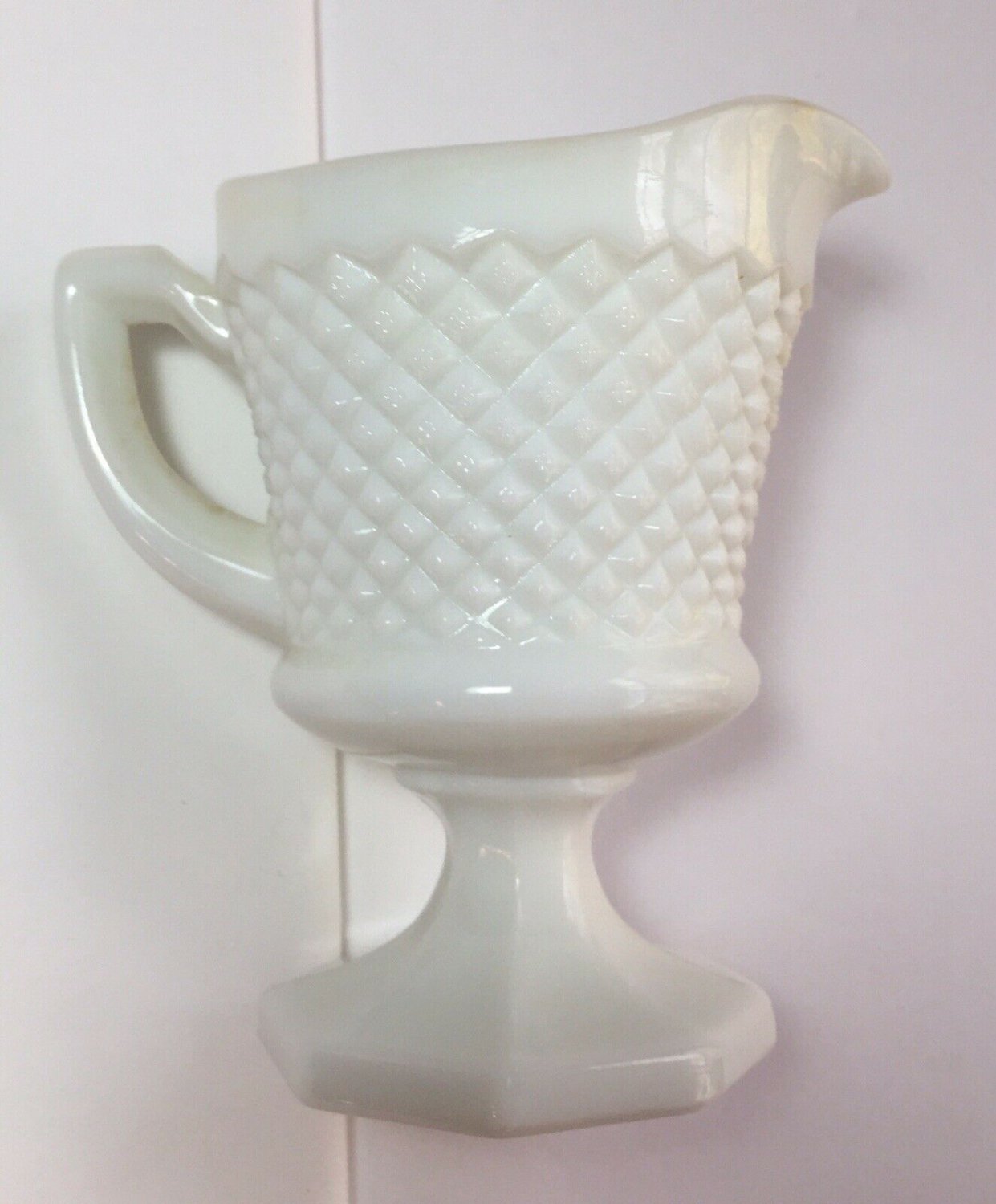 English Hobnail Westmoreland Milk Glass Sugar Bowl and Creamer Vintage