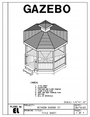 Octagon 8-sided Gazebo building plans blueprints 12' do it ...