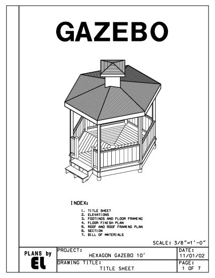 Hexagon 6-sided Gazebo building plans blueprints 10' do it ...