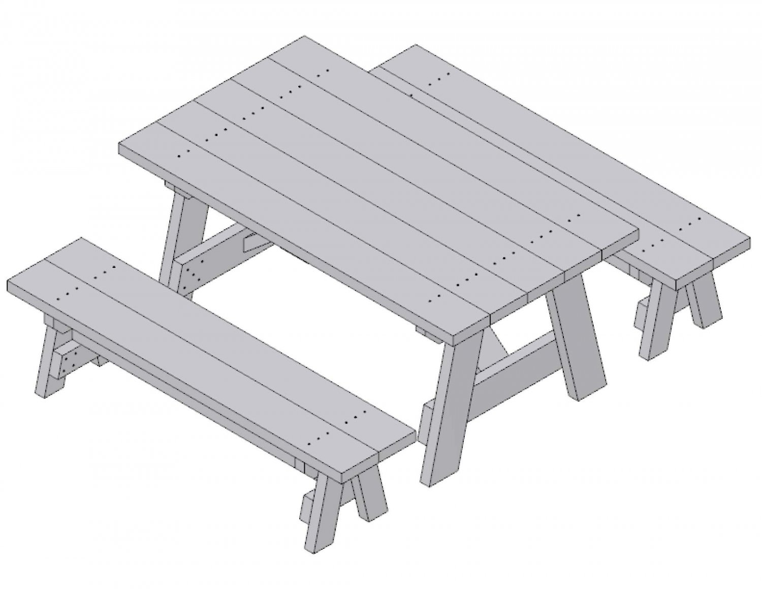 6' Picnic Table and Benches Building Plans Blueprints DIY DoIt