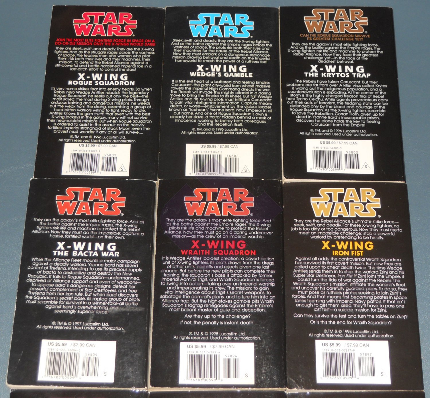 Star Wars XWing books book novel novels lot series 9 paperbacks (a)