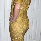 Vintage womens gold sequined 80s silk cocktail dress Stunning Size M