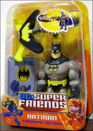 DC  SUPER FRIENDS ~THROWING ACTION  BATMAN ~BLACK & GRAY     ~2007 MATTEL
