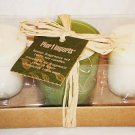 PIER ONE CANDLE HOLDER AND TWO SCENTED VOTIVE CANDLES