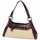 Gigi Chantal™ Tan Woven Purse with Brown Croco Trim