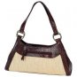 Gigi Chantal™ Tan Woven Purse with Brown Croco Trim