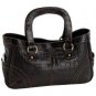 Black Genuine Leather Handbag with Alligator Embossing