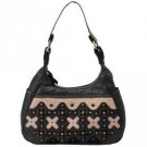 Genuine Leather and Suede Purse with X Design