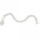 Sterling Silver Braided Bracelet with Dangling Heart