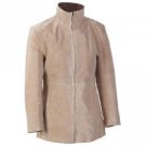 Ladies' Tan Genuine Suede Leather Jacket (Extra Large)