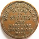 MI360B-1a – R5 - Geo.E.Hubbard, Stoves & Hardware, Grand Haven, Michigan, Civil War Token