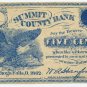 Summit County Bank - Cuyahoga Falls Ohio - W. A. Hanford CW Merchant Scrip