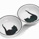 Ceramic Grecian Cat Double Dish 8.5