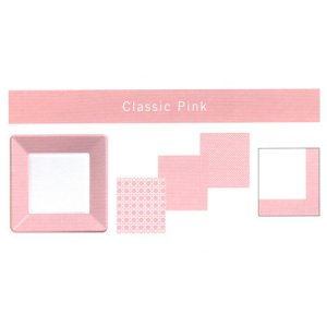 Classic Pink Border Texture Print Square 9" Plates 12ct