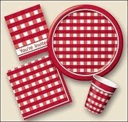 Picnic Plaid Red Gingham 9" Paper Party Plate 10ct.