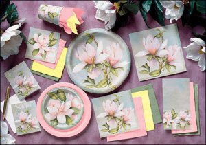 Spring Magnolia 7" Floral Dessert Paper Plates 8ct.