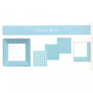 Pastel Blue Border Texture Print Square 9" Plate 12ct.