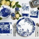 Indigo Rose Blue & White Linen Like Dinner Napkins 12ct