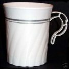 Masterpiece White/ Silver 8oz. Plastic Coffee Mug 8ct.