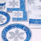 7" Blue Snowflake Christmas Paper Party Plates 16ct.