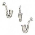 Antiqued Sterling Silver Saxophone:22 x 16mm