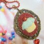 Red Glittery Cupcake Cameo with Cherry on Top