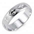 New Sterling Silver Diamond Cut Matte Wedding Band Ring