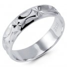 Sterling Silver Modern Diamond Cut Wedding Band Ring