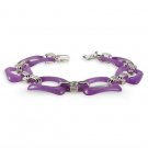 Pure Purple Jade Stones Solid Sterling Silver Bracelet