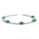 Oval Green Jade Cabochon .925 Sterling Silver Bracelet