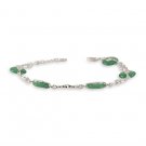 Round Green Jade Stones Sterling Silver Charm Bracelet