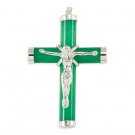 Green Jade Cross 925 Sterling Silver Crucifix Pendant