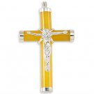 Yellow Jade Cross .925 Sterling Silver Jesus Pendant