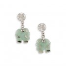 Light Green Jade Luck Sterling Silver Elephant Earrings