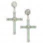 Light Green Jade 925 Silver Cross Long Life Earrings