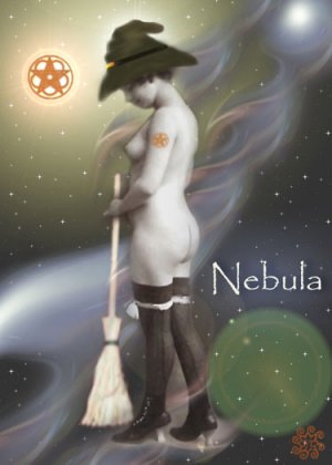 ACEO Witch Card HennaToo Girl Nebula Vintage Nude Print