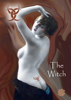 ACEO The Witch Card HennaToo Girl Vintage Nude Print