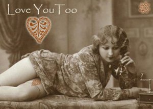 ACEO Love You Too Card HennaToo Girl Vintage Nude Print