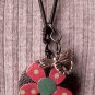 Necklace w/ Wood Pendant and Dragonfly Charm