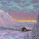 CABIN BY WINTER TWIGHLIGHT